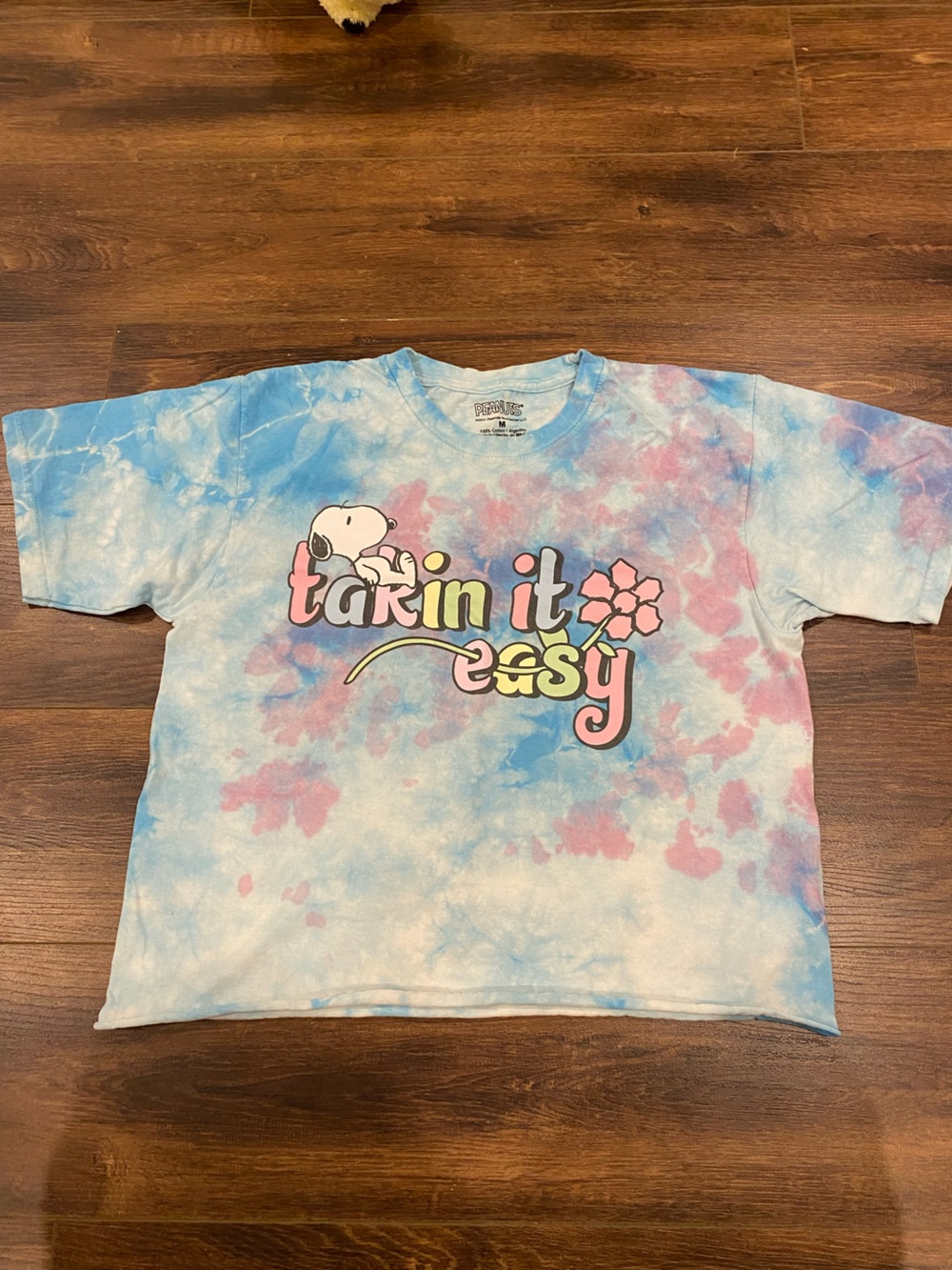 Peanuts tie dye cut off Snoopy tee shirt size medium